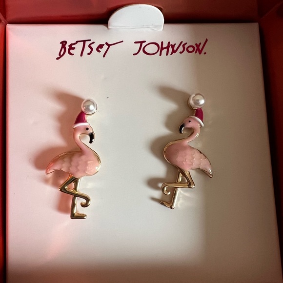 Betsey Johnson Jewelry - Betsey Johnson  Christmas Flamingo Drop Earrings
